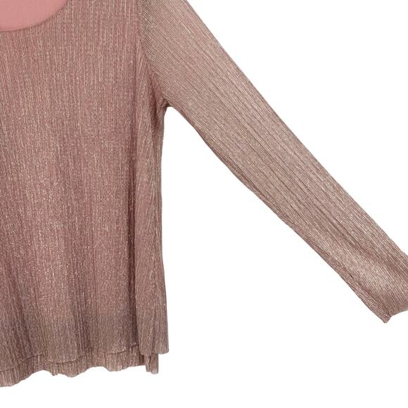 JM Collection Plus Size 1X Super Sparkly Formal Pink Blouse Shirt Top Christmas - Picture 6 of 9